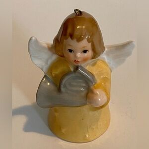 VTG GOEBEL W. Germany 1982 Christmas Ceramic Angel Bell Ornament 3" Trombone